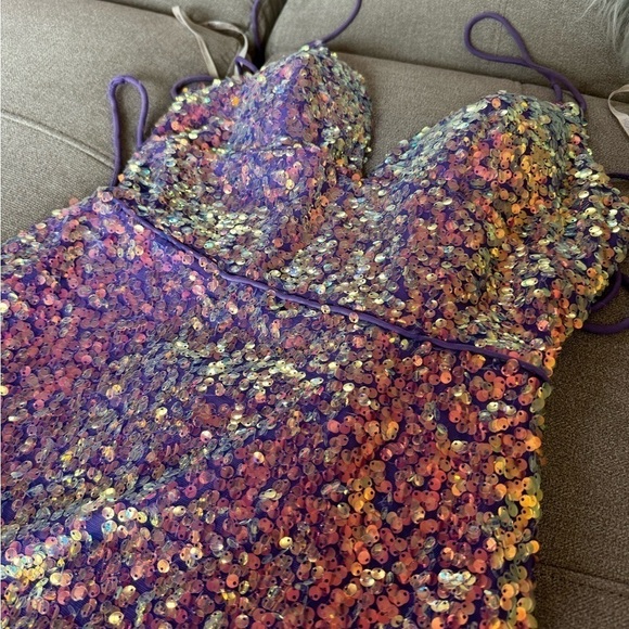 Light purple irridescent sequin mini bodycon prom formal dress sz 6 - Picture 5 of 8